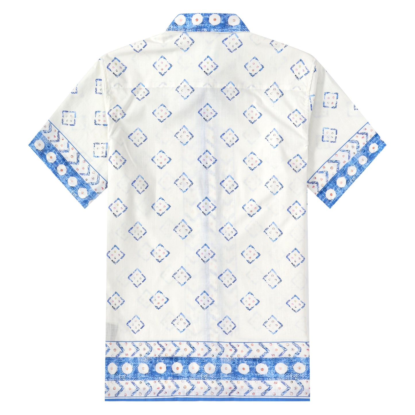 Square Pattern Button Short Sleeve Shirt