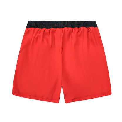 Black And Red Mouse Print Elastic Waistband Summer Casual Shorts