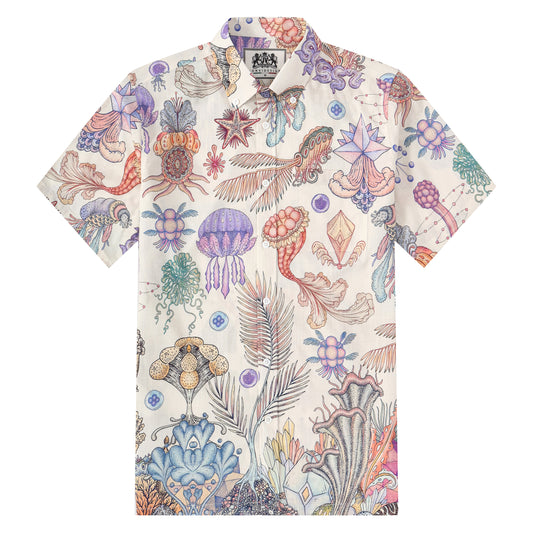 Underwater Pattern Button Short Sleeve Shirt