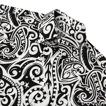 Black Paisley Pattern Button Short Sleeve Shirt