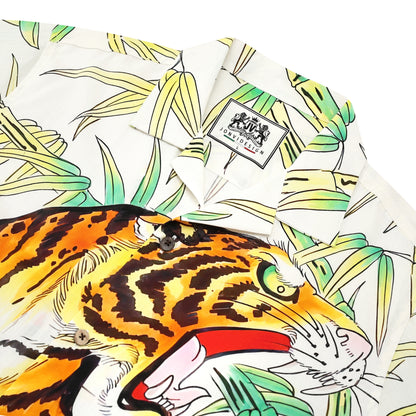 Japanese Forest Tiger Printed Camp Collar Short Sleeve Shirt