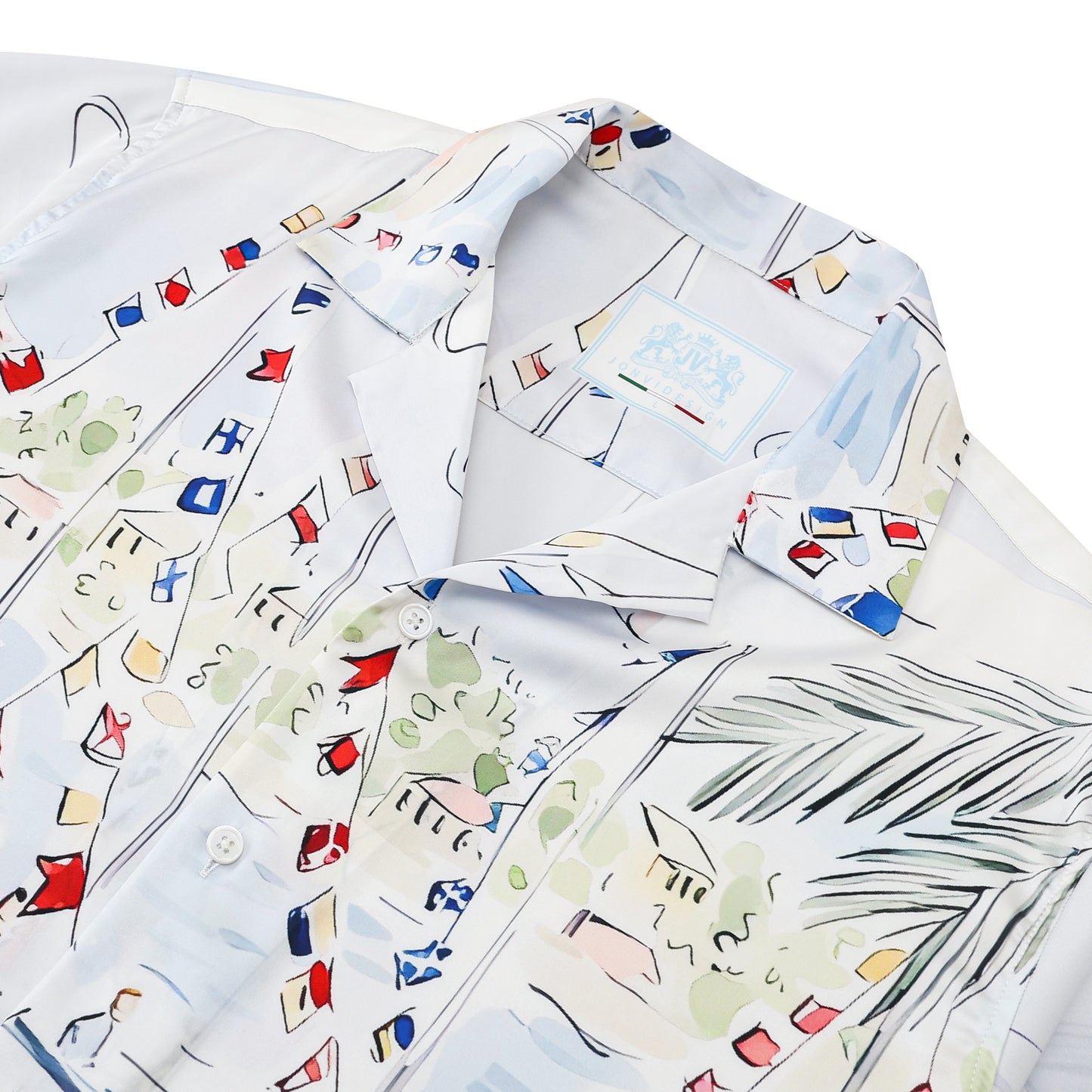 Coastal Town Theme Resort Wear Camp Collar Short Sleeve Shirt