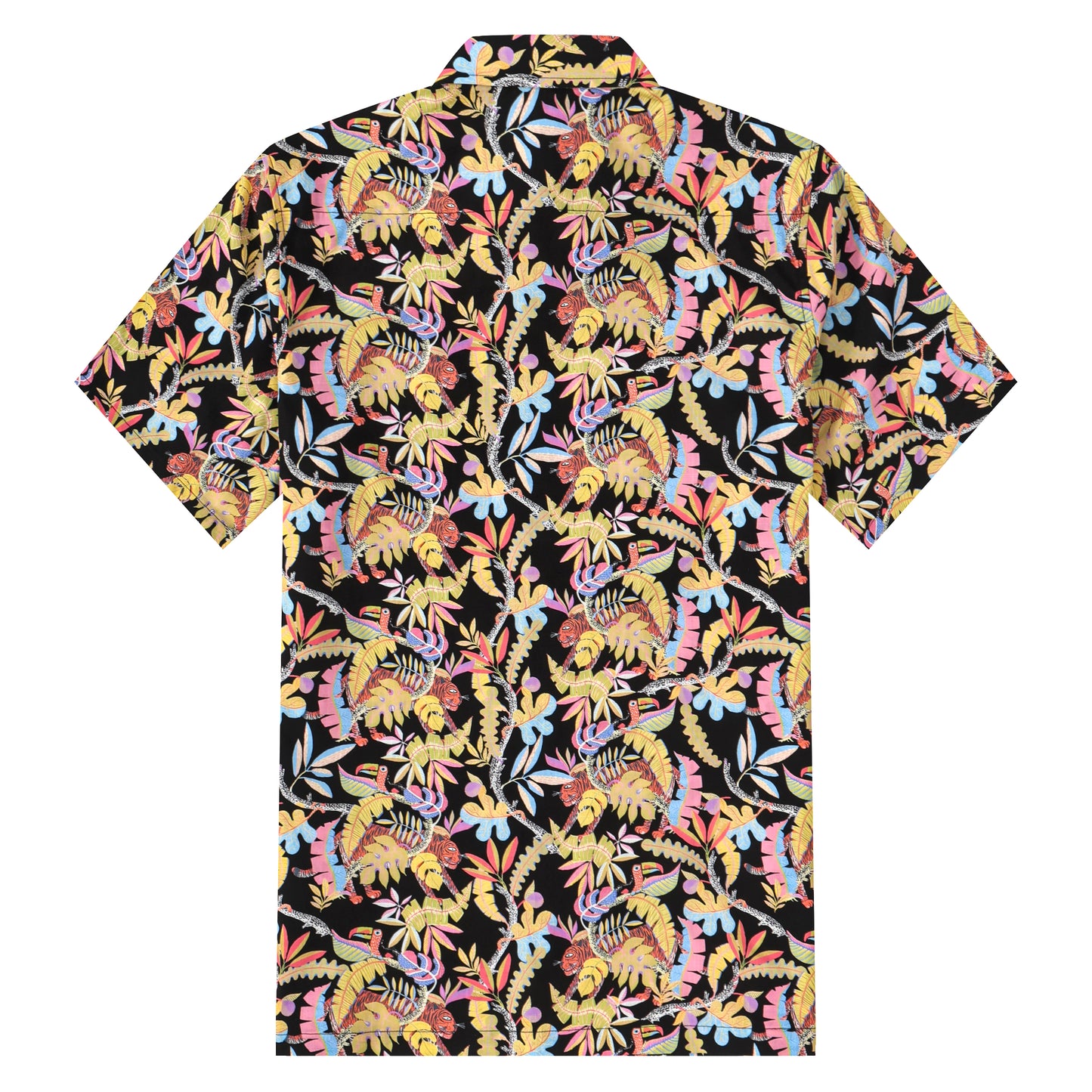 Animal Leaf Pattern Button Short Sleeve Shirt