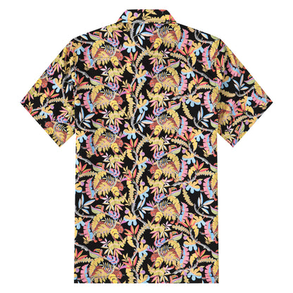 Animal Leaf Pattern Button Short Sleeve Shirt