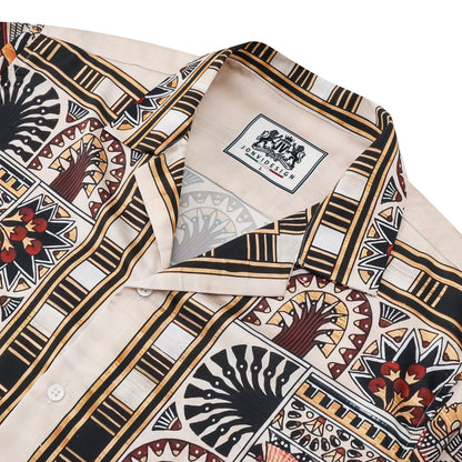 Exotic Papyrus Pattern Short Sleeve Camp Collar Shirt