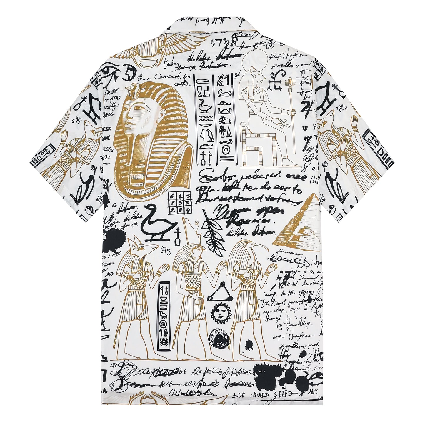 Egyptian Pyramid Pattern Short Sleeve Camp Collar Shirt