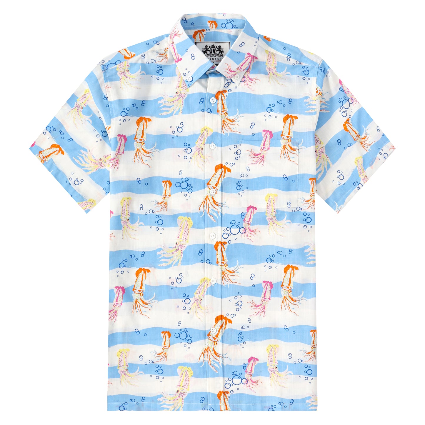 Squid Pattern Button Short Sleeve Shirt