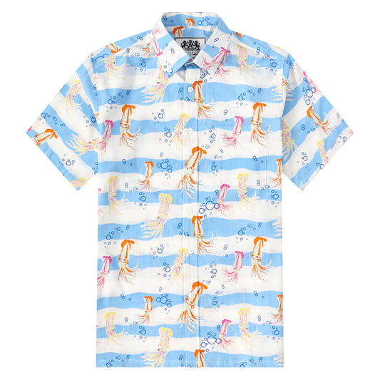 Squid Pattern Button Short Sleeve Shirt