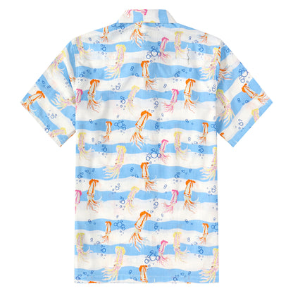 Squid Pattern Button Short Sleeve Shirt