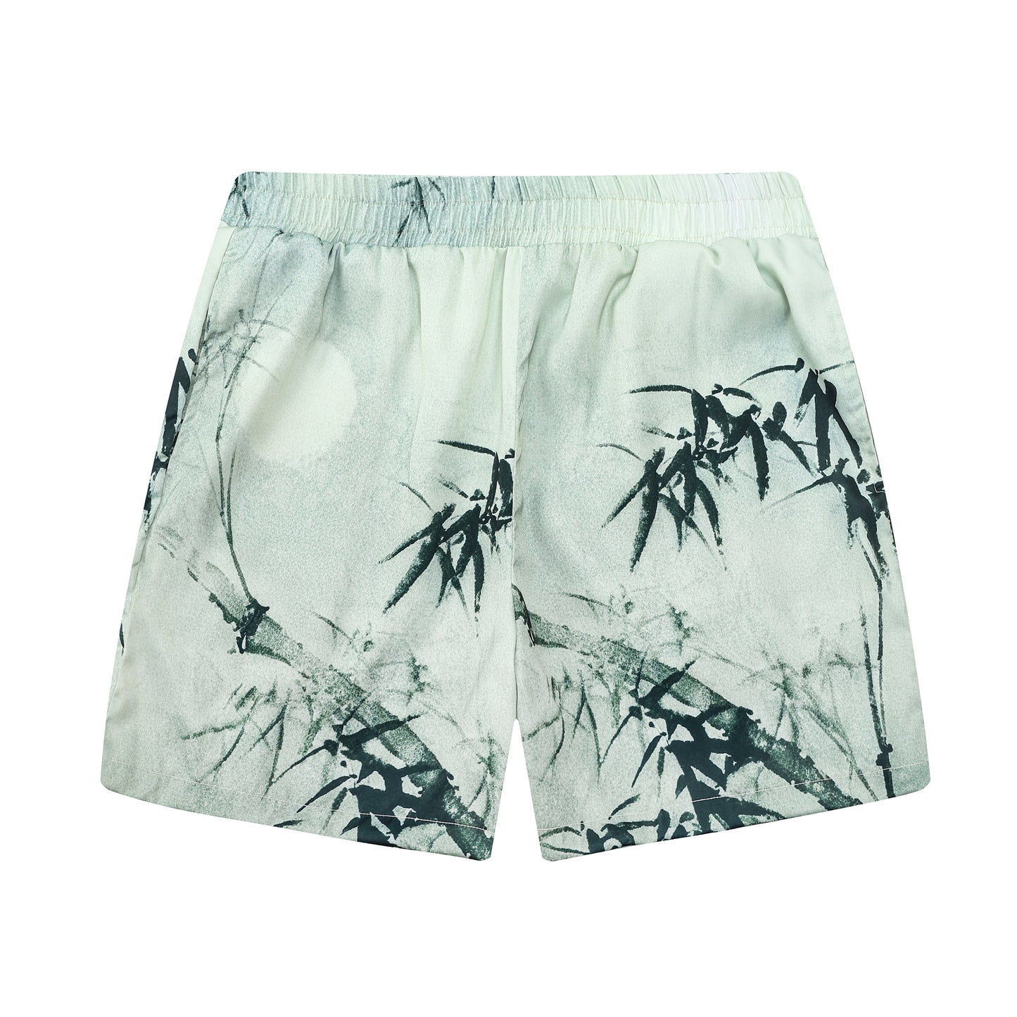 Retro Bamboo Print Design Elastic Waistband Summer Casual Shorts