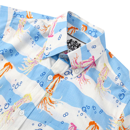 Squid Pattern Button Short Sleeve Shirt