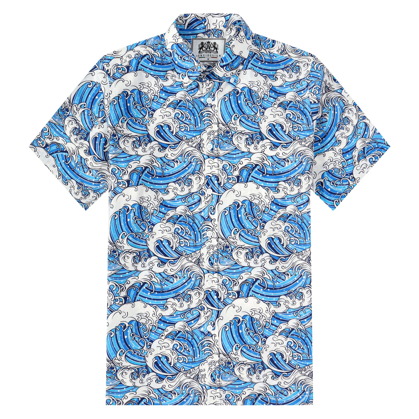 Cloud Wave Pattern Button Short Sleeve Shirt