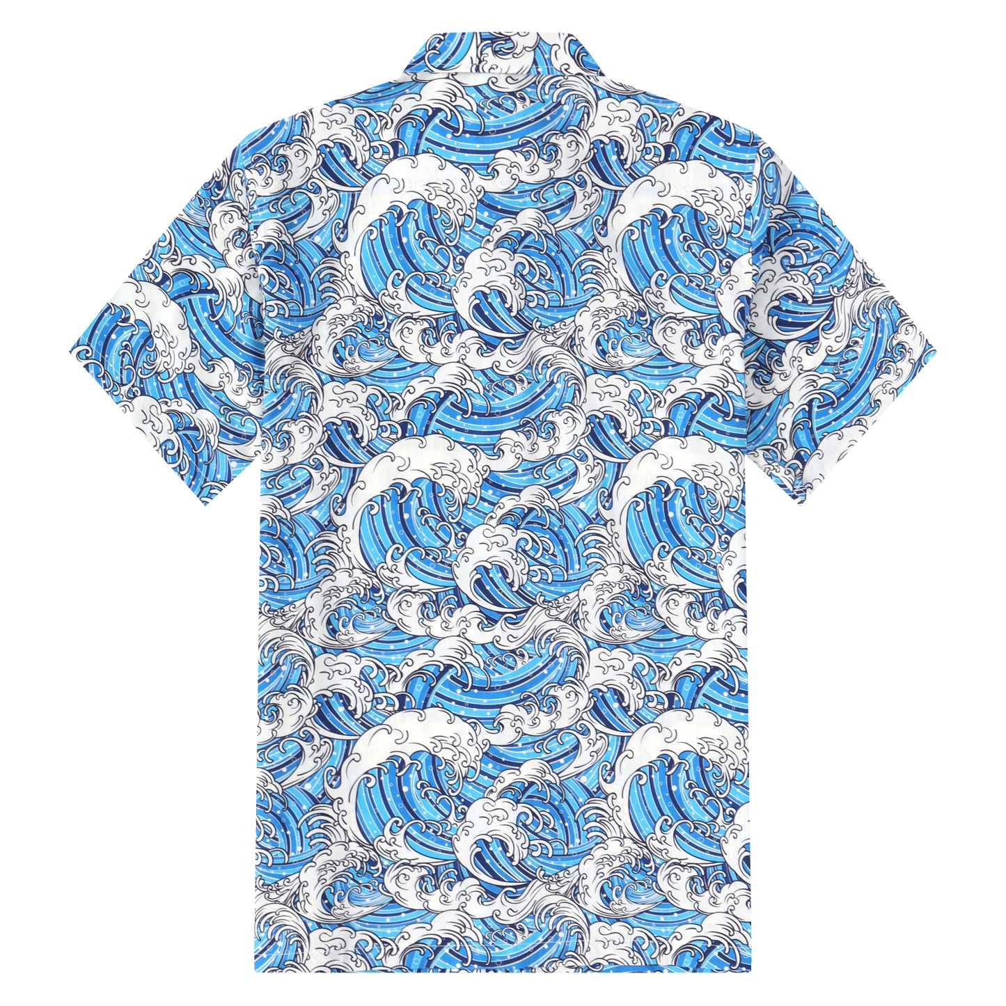 Cloud Wave Pattern Button Short Sleeve Shirt