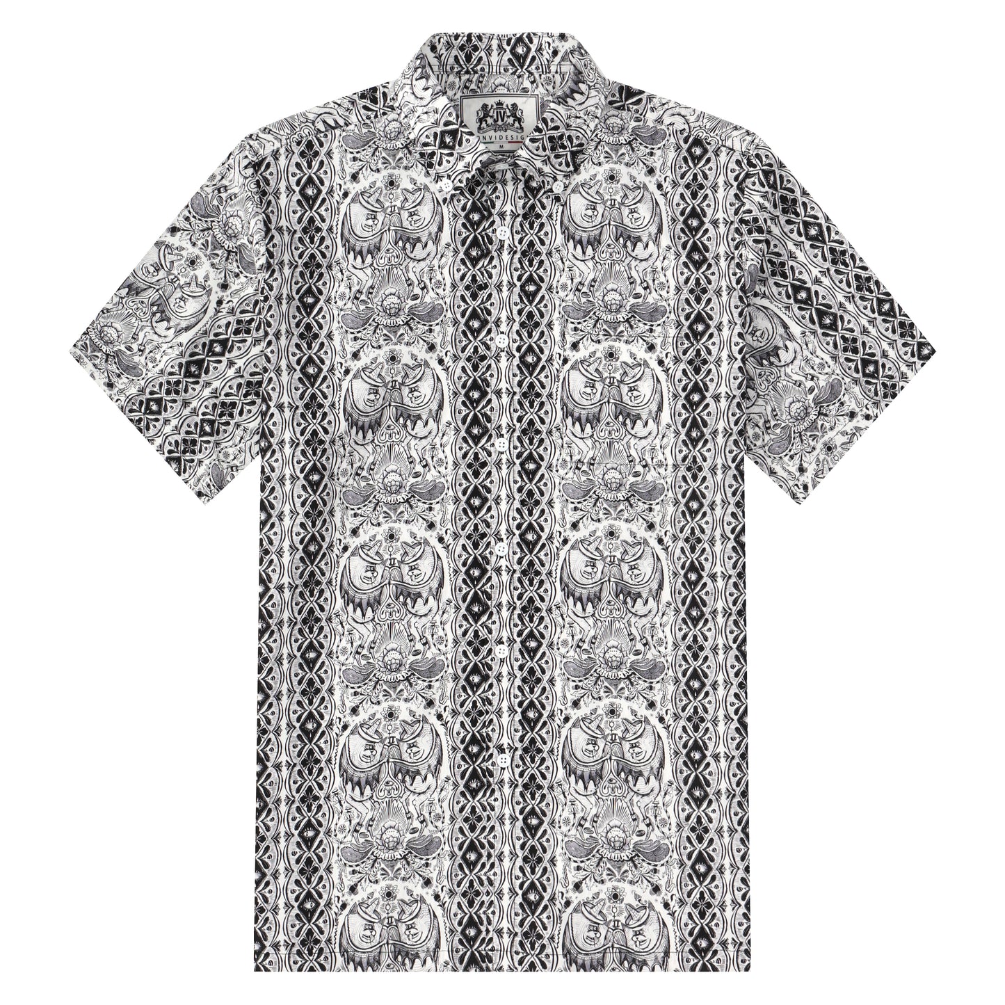 Vintage Stripe Pattern Button Short Sleeve Shirt