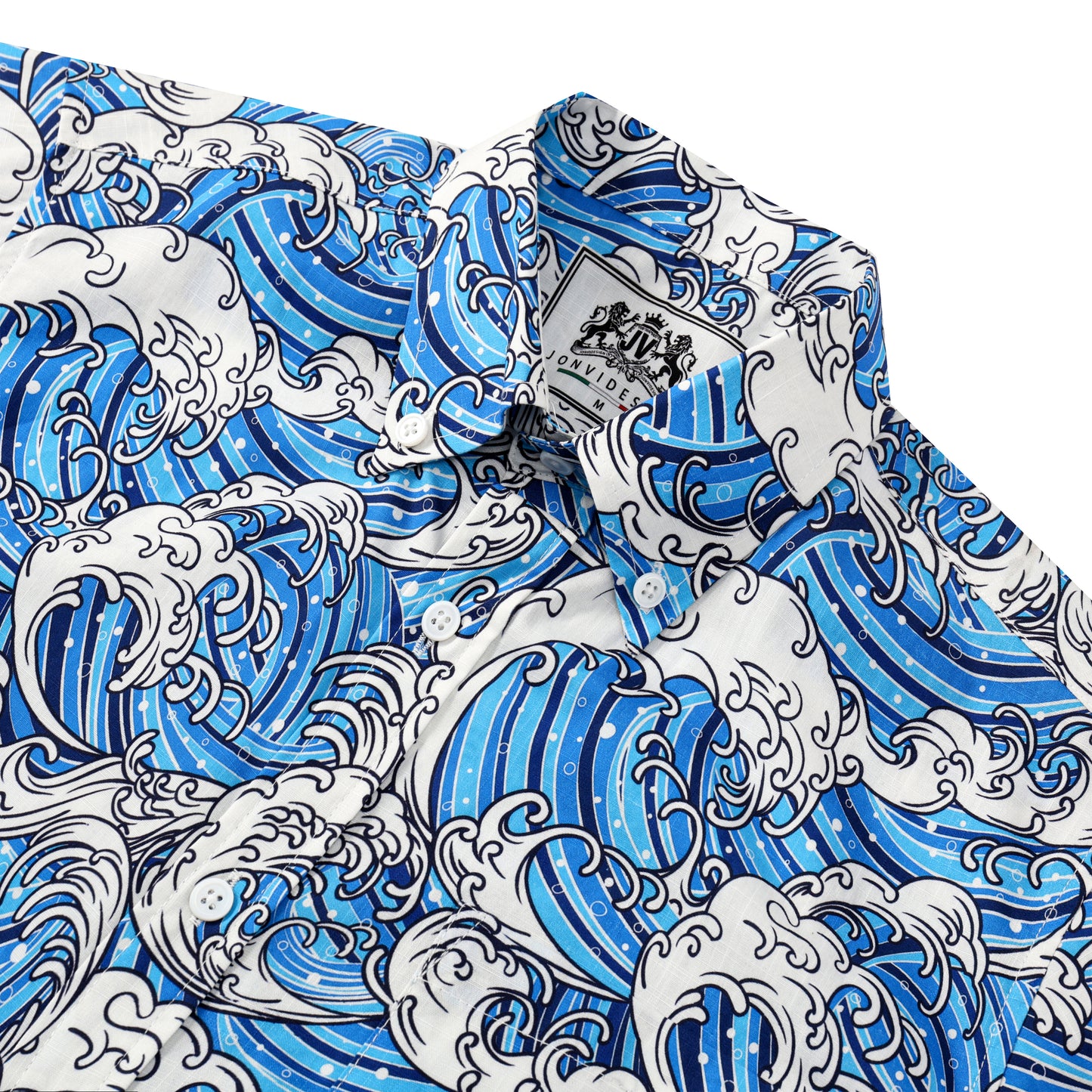 Cloud Wave Pattern Button Short Sleeve Shirt