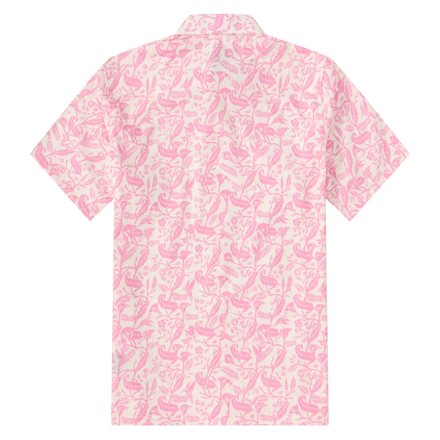 Pink Paisley Pattern Button Short Sleeve Shirt
