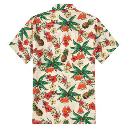Watermelon Coconut Pattern Button Short Sleeve Shirt