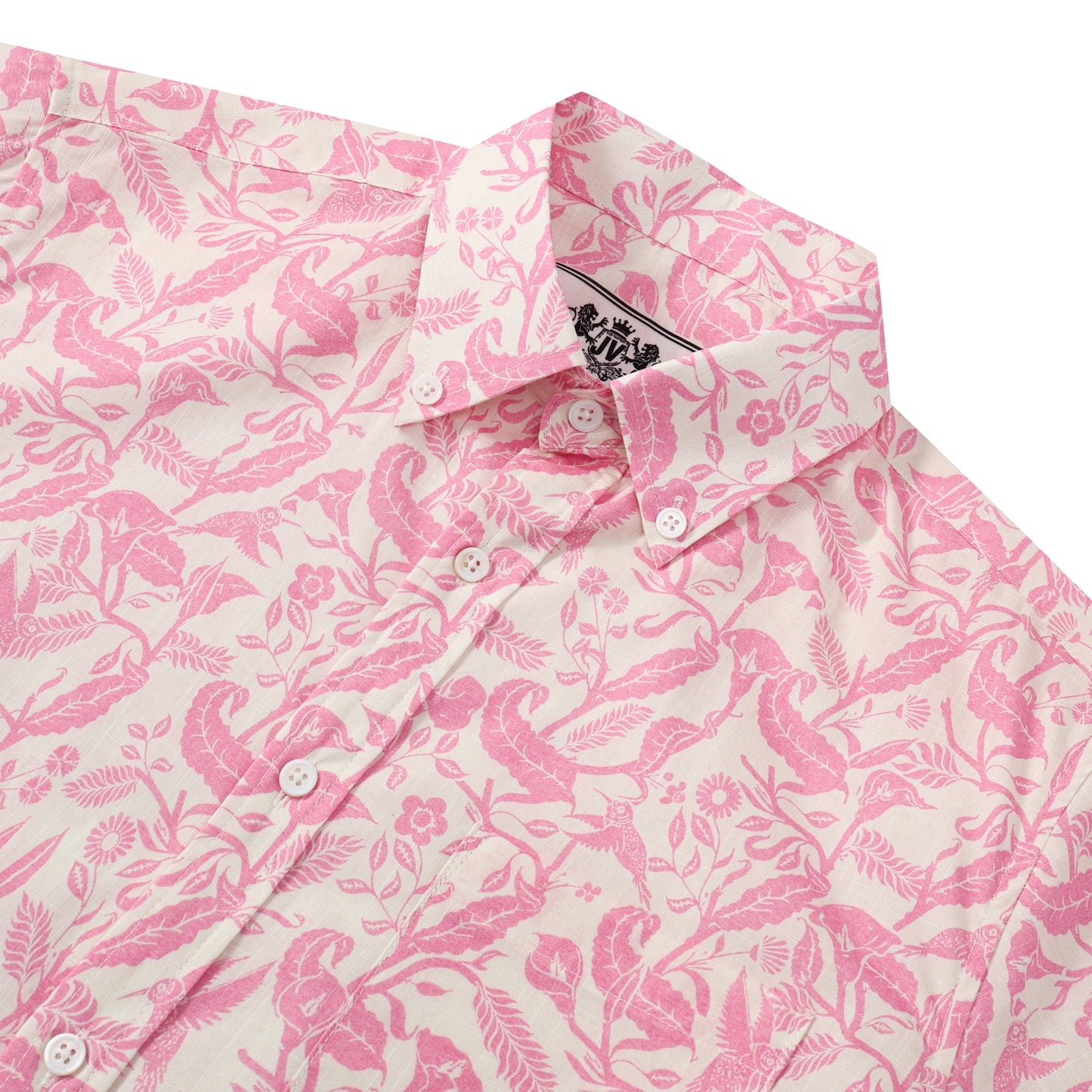 Pink Paisley Pattern Button Short Sleeve Shirt