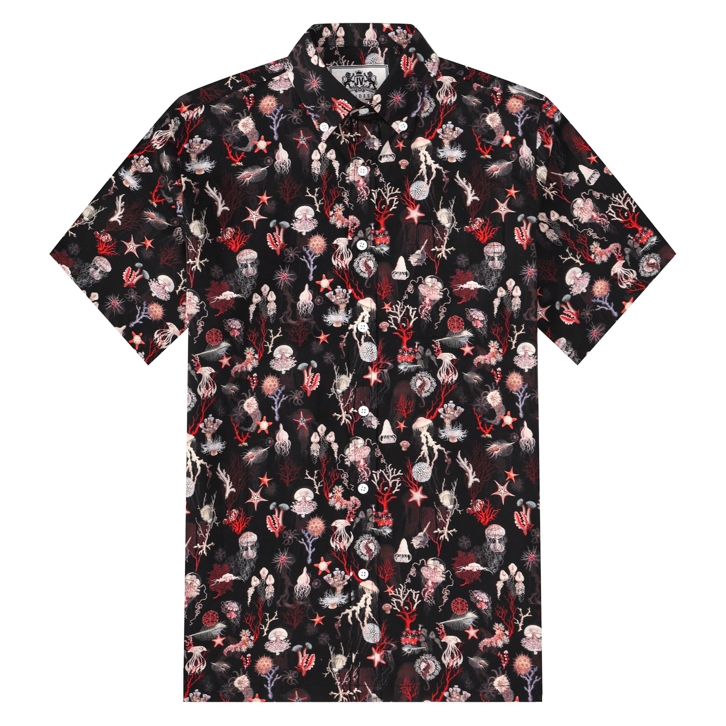Aloha Underwater Creature Pattern Button Short Sleeve Shirt