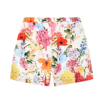 Summer Floral Pattern Elastic Waistband Casual Shorts Jonvidesign