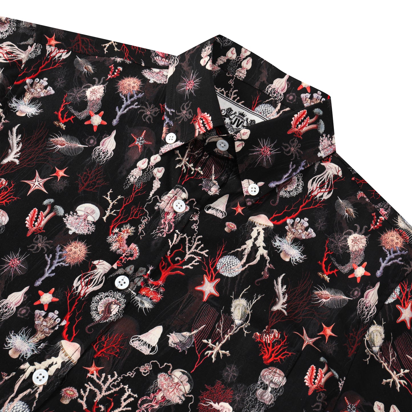 Aloha Underwater Creature Pattern Button Short Sleeve Shirt
