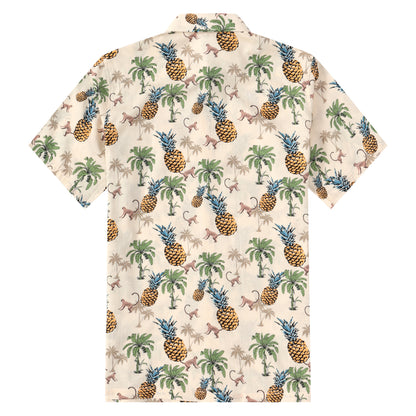 Monkey Pineapple Pattern Short Sleeve Shirt