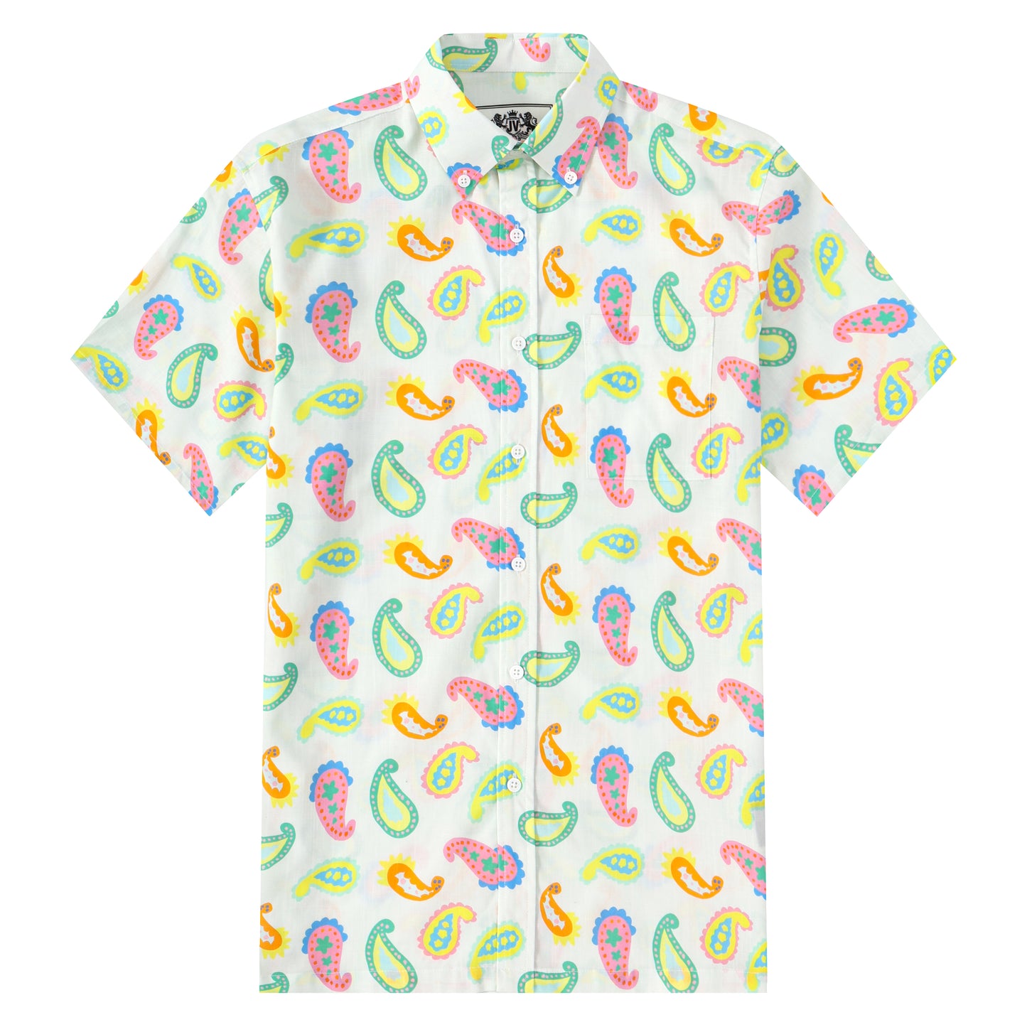 Colorful Paisley Pattern Button Short Sleeve Shirt