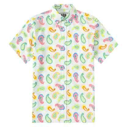 Colorful Paisley Pattern Button Short Sleeve Shirt