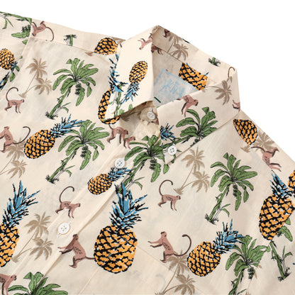 Monkey Pineapple Pattern Short Sleeve Shirt