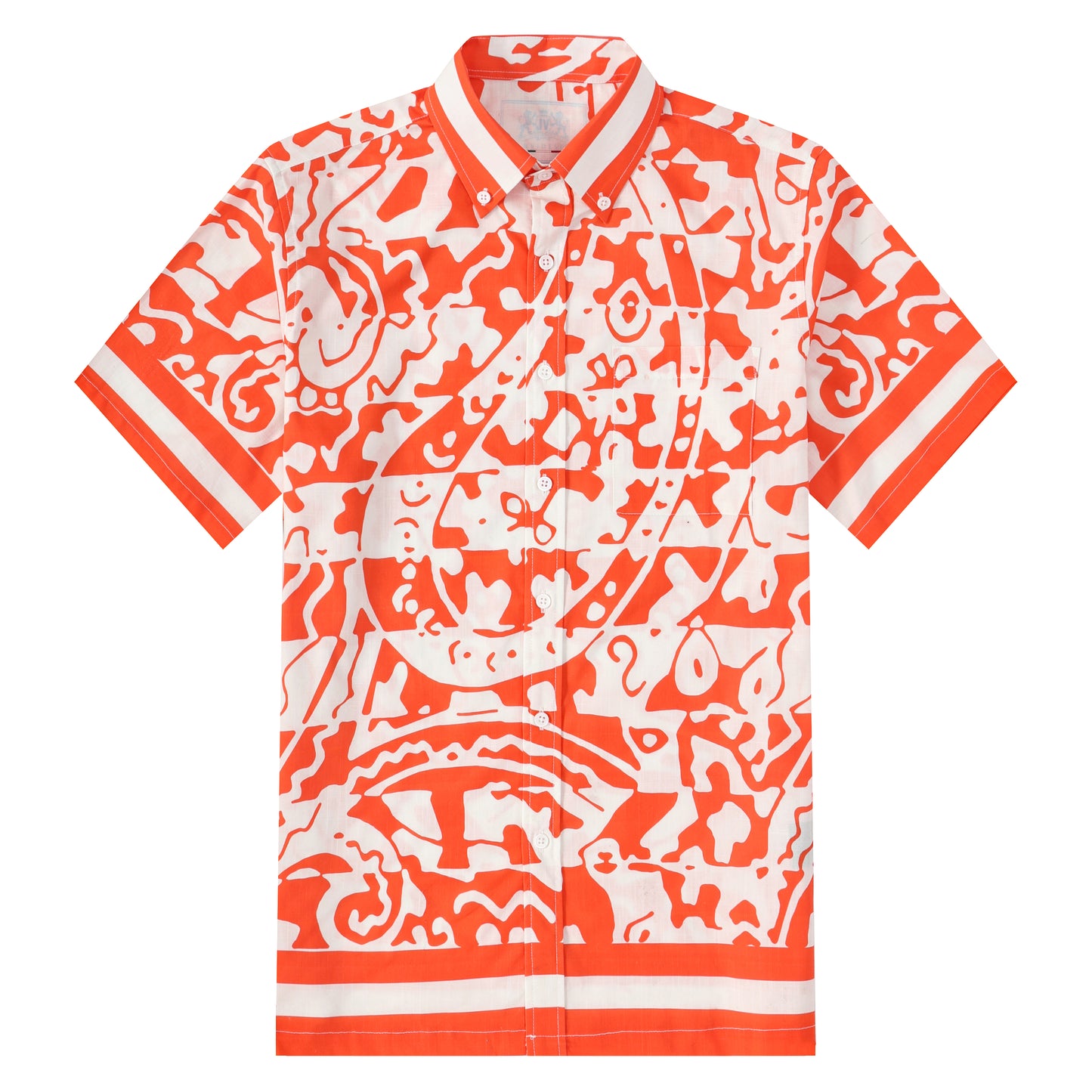 Hawaii Aloha Orange Button Short Sleeve Shirt
