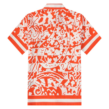 Hawaii Aloha Orange Button Short Sleeve Shirt