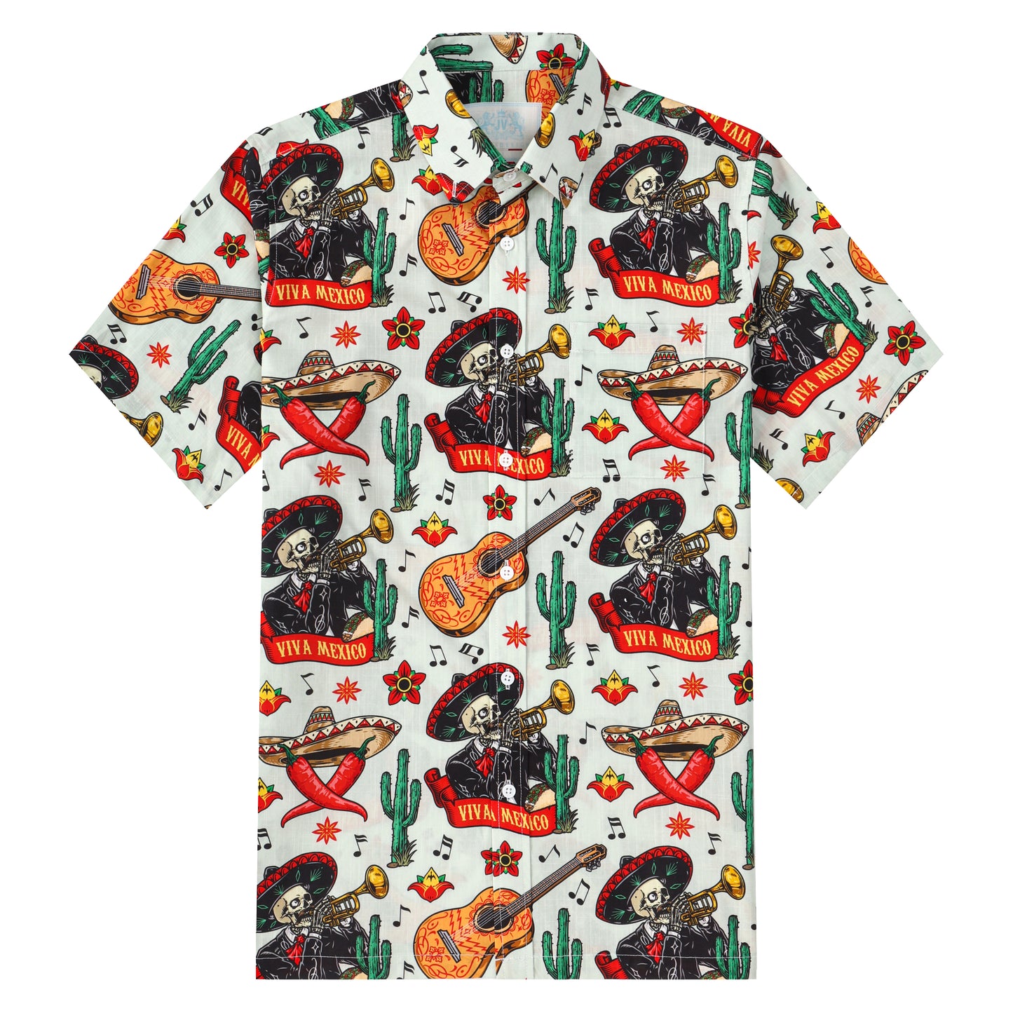Chilli Pepper Pattern Button Short Sleeve Shirt