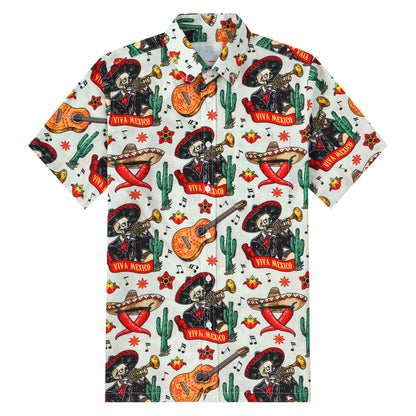 Chilli Pepper Pattern Button Short Sleeve Shirt