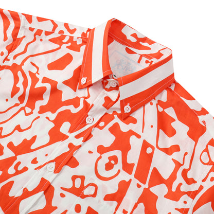 Hawaii Aloha Orange Button Short Sleeve Shirt