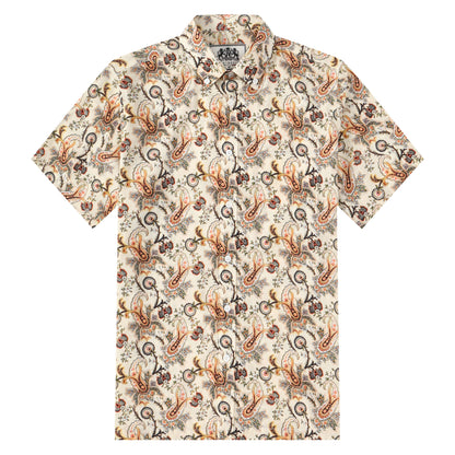 Floral Paisley Pattern Button Short Sleeve Shirt