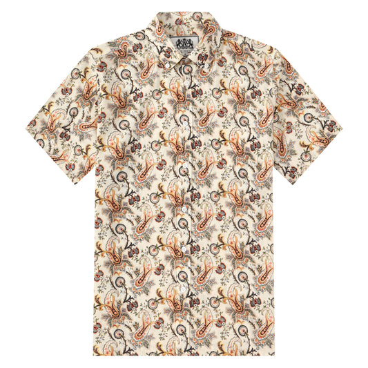 Floral Paisley Pattern Button Short Sleeve Shirt
