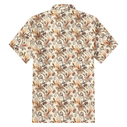 Floral Paisley Pattern Button Short Sleeve Shirt
