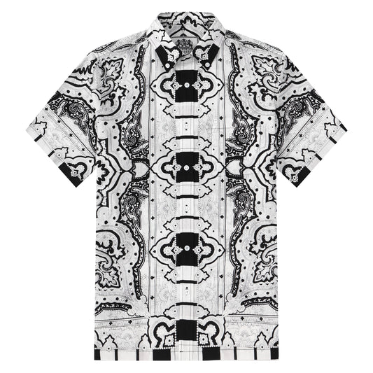 Beach Flower Pattern Button Short Sleeve Shirt