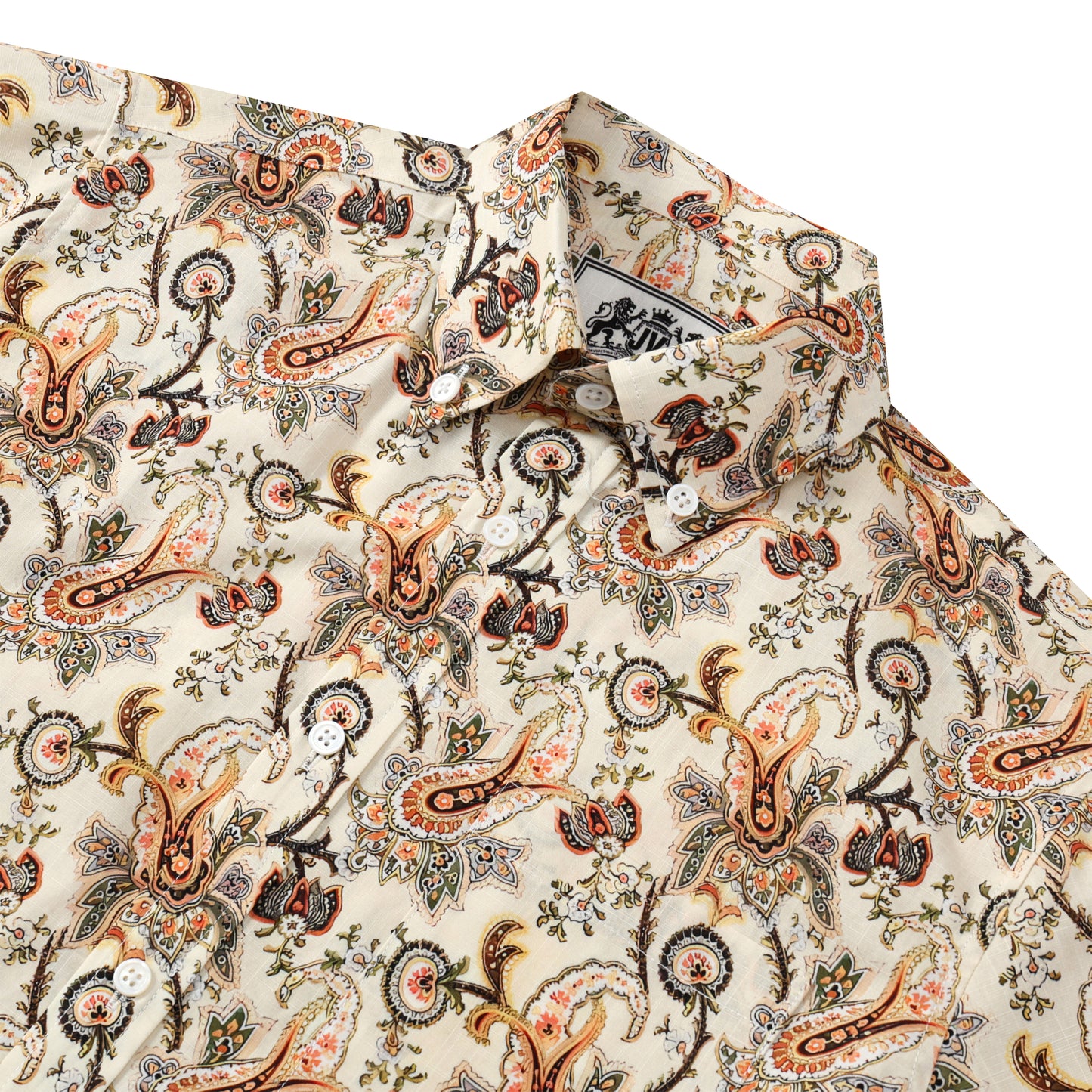 Floral Paisley Pattern Button Short Sleeve Shirt