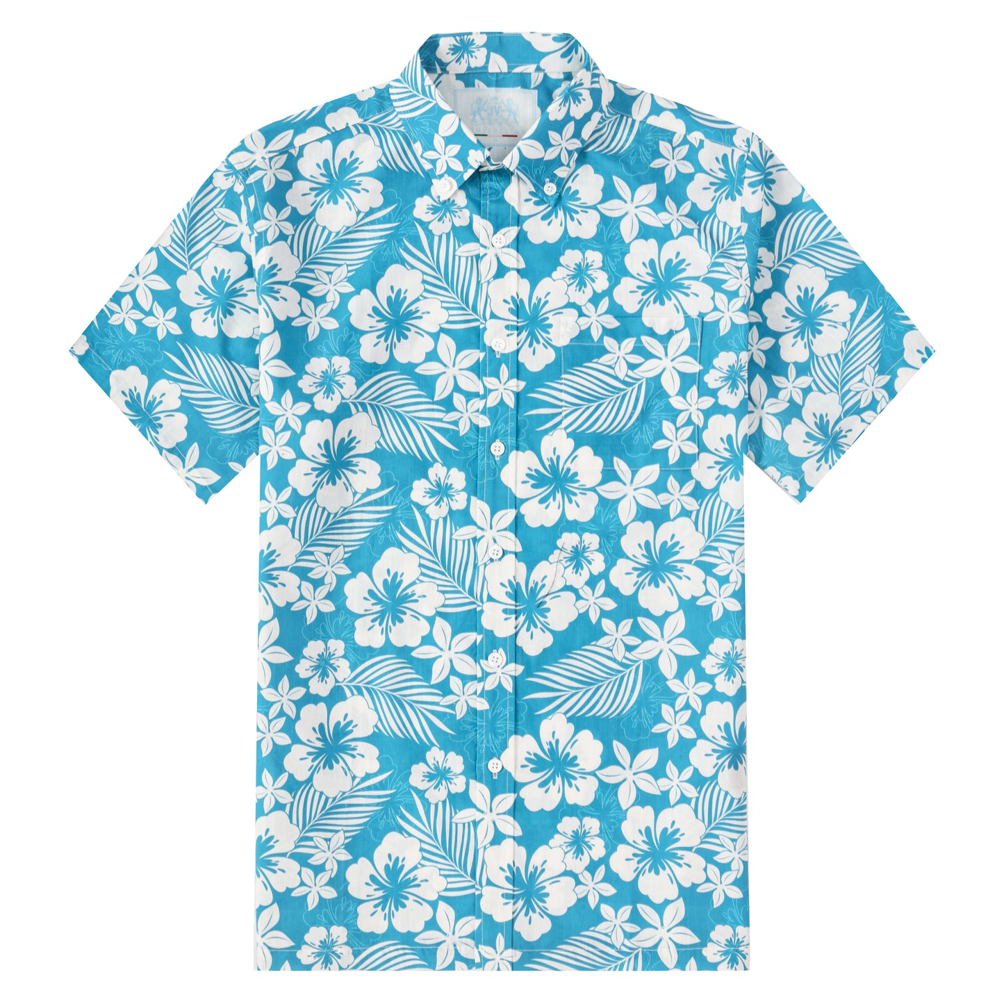 Blue Floral Pattern Short Sleeve Shirt
