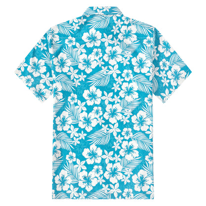 Blue Floral Pattern Short Sleeve Shirt