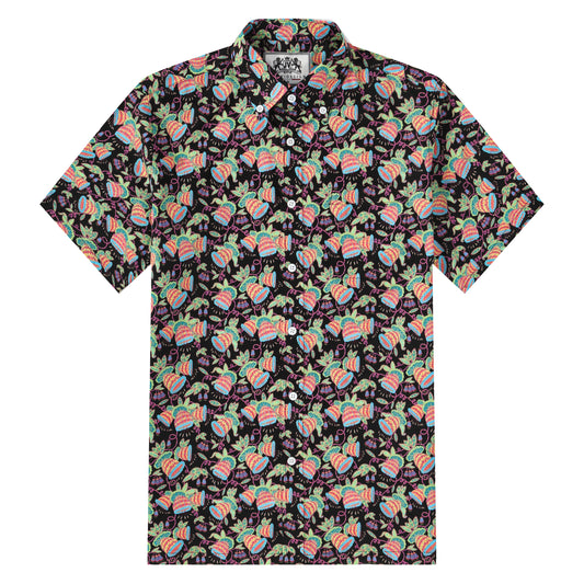 Plant Pattern Button Short Sleeve Shirt