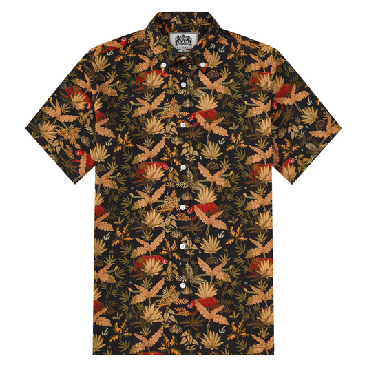 Maple Leaf Pattern Button Short Sleeve Shirt