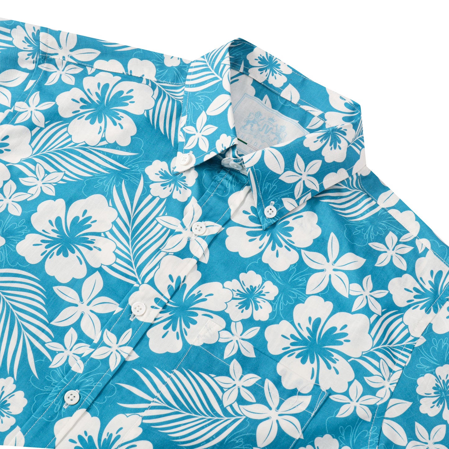 Blue Floral Pattern Short Sleeve Shirt