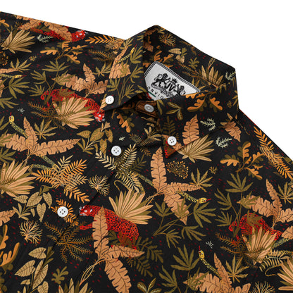 Maple Leaf Pattern Button Short Sleeve Shirt
