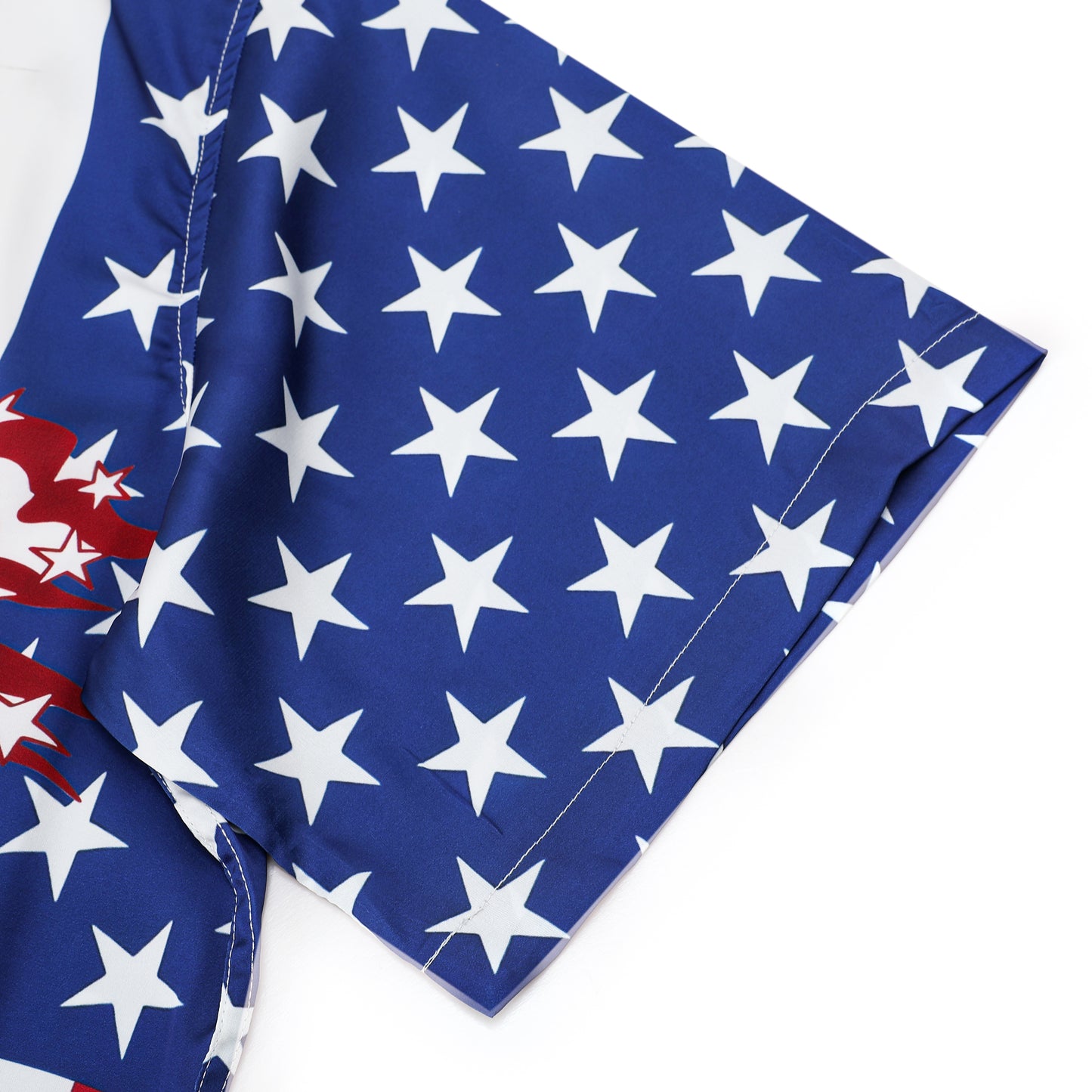 American Flag Floral Pattern Camp Collar Casual Shirt for Men