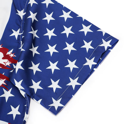 American Flag Floral Pattern Camp Collar Casual Shirt for Men