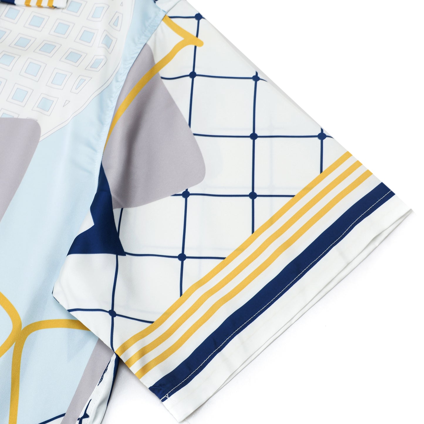 Tennis Court Pattern Short Sleeve Camp Collar Shirt