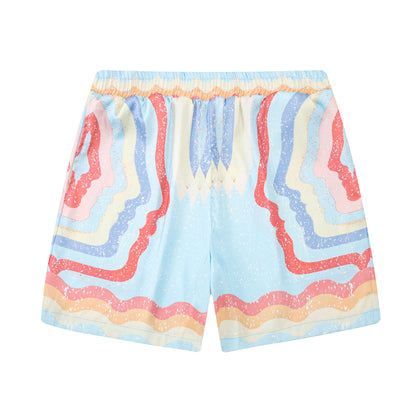 Rainbow Color Drawstring-Free Summer Casual Shorts