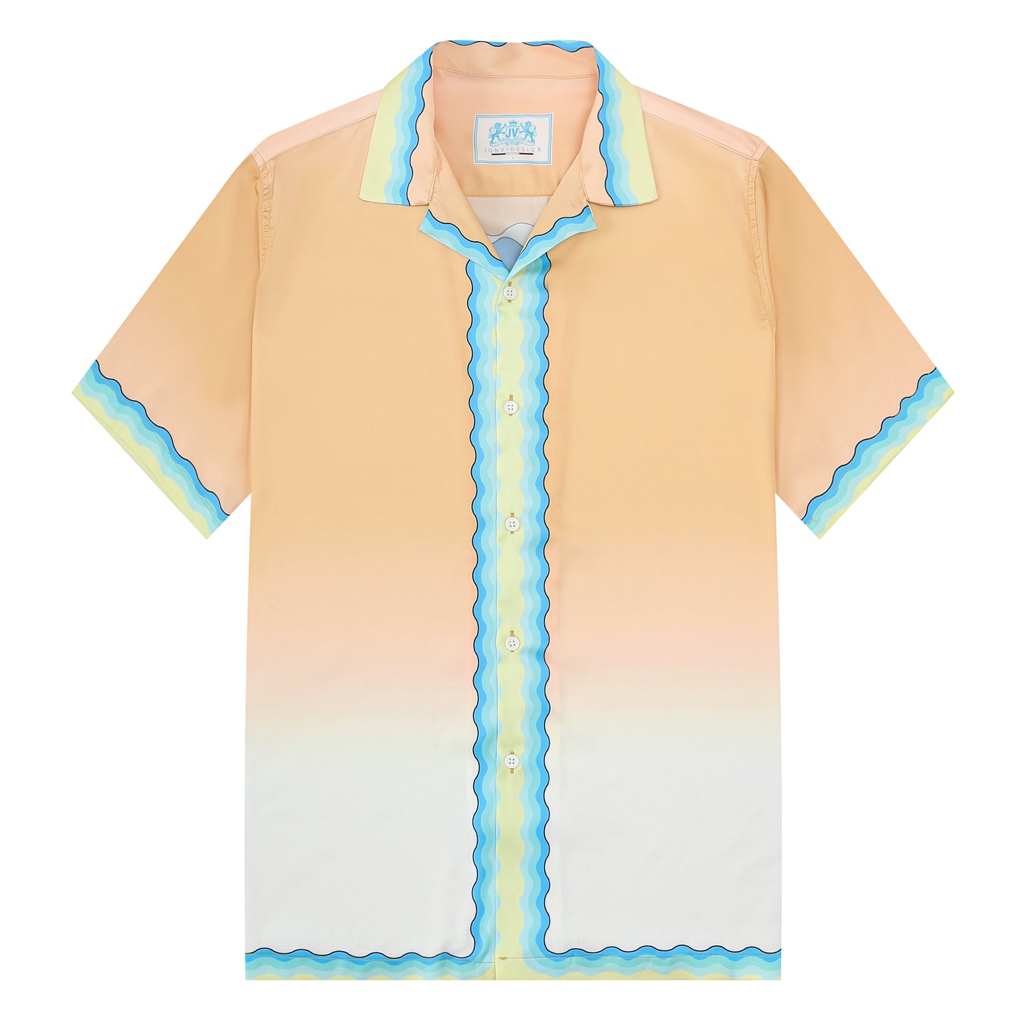 Pingpong Wave Pattern Camp Collar Casual Shirt